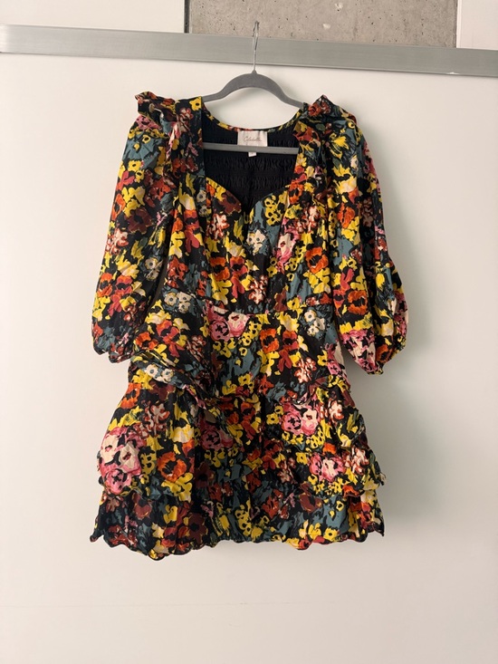 Cleobella Dresses & Skirts - Cleobella Black Floral Mini Dress with Yellow, Pink & Green